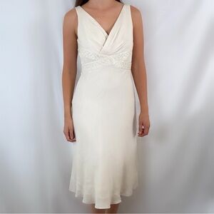 Vintage Anne Klein cream silk beaded dress formal glam size 4